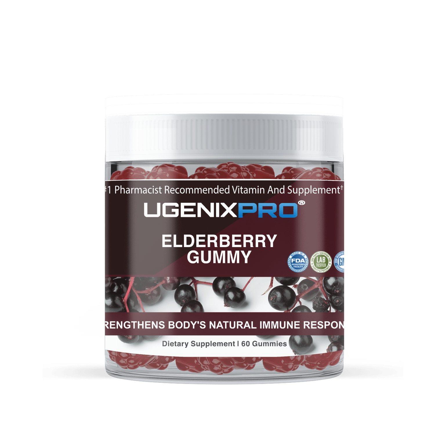 UgenixPRO Elderberry Gummies w/Vitamin C & Zinc Immune System Support