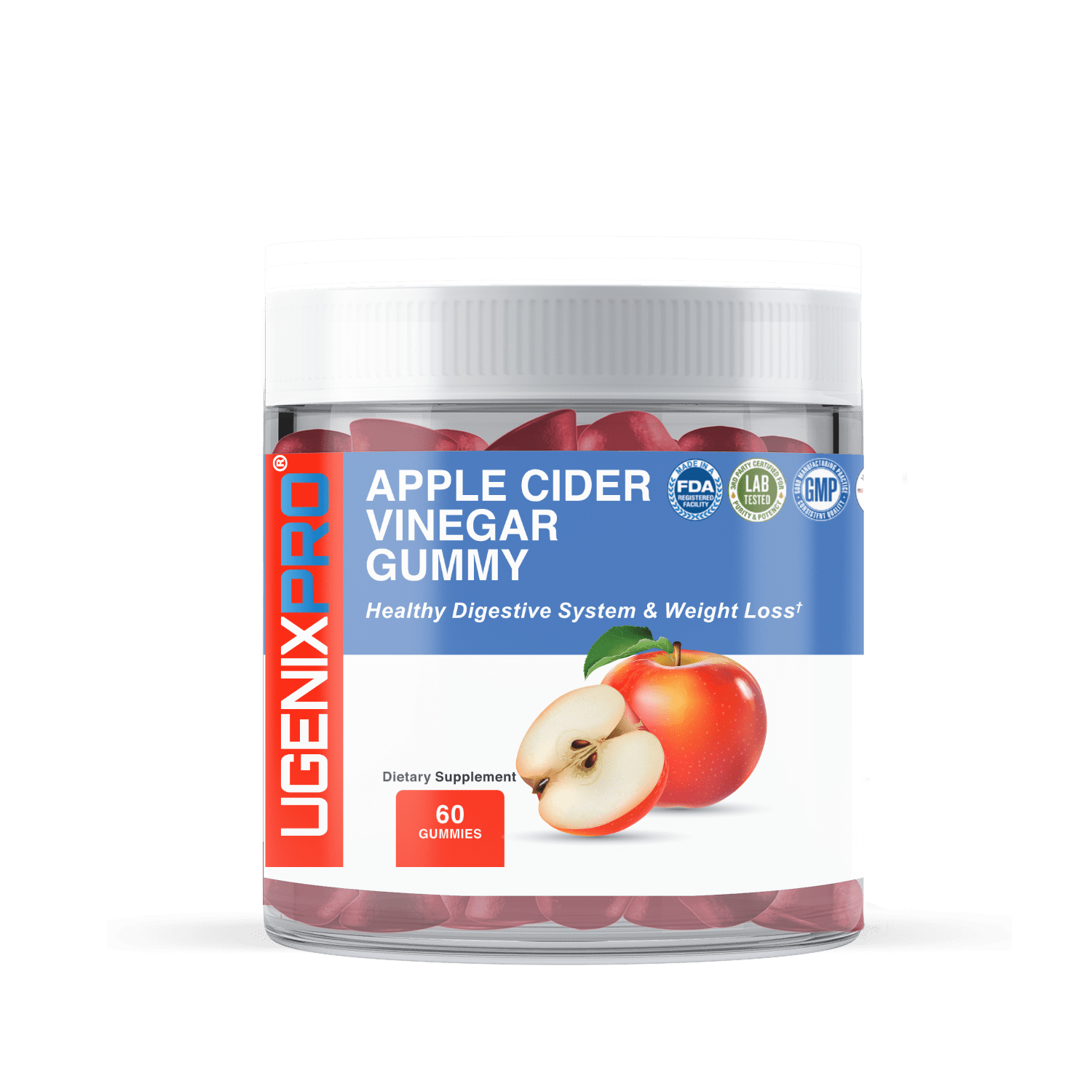 UgenixPRO Apple Cider Vinegar Gummies 60 Count | Immunity & Detox | Non GNO | Gluten Free | Healthy Metabolism