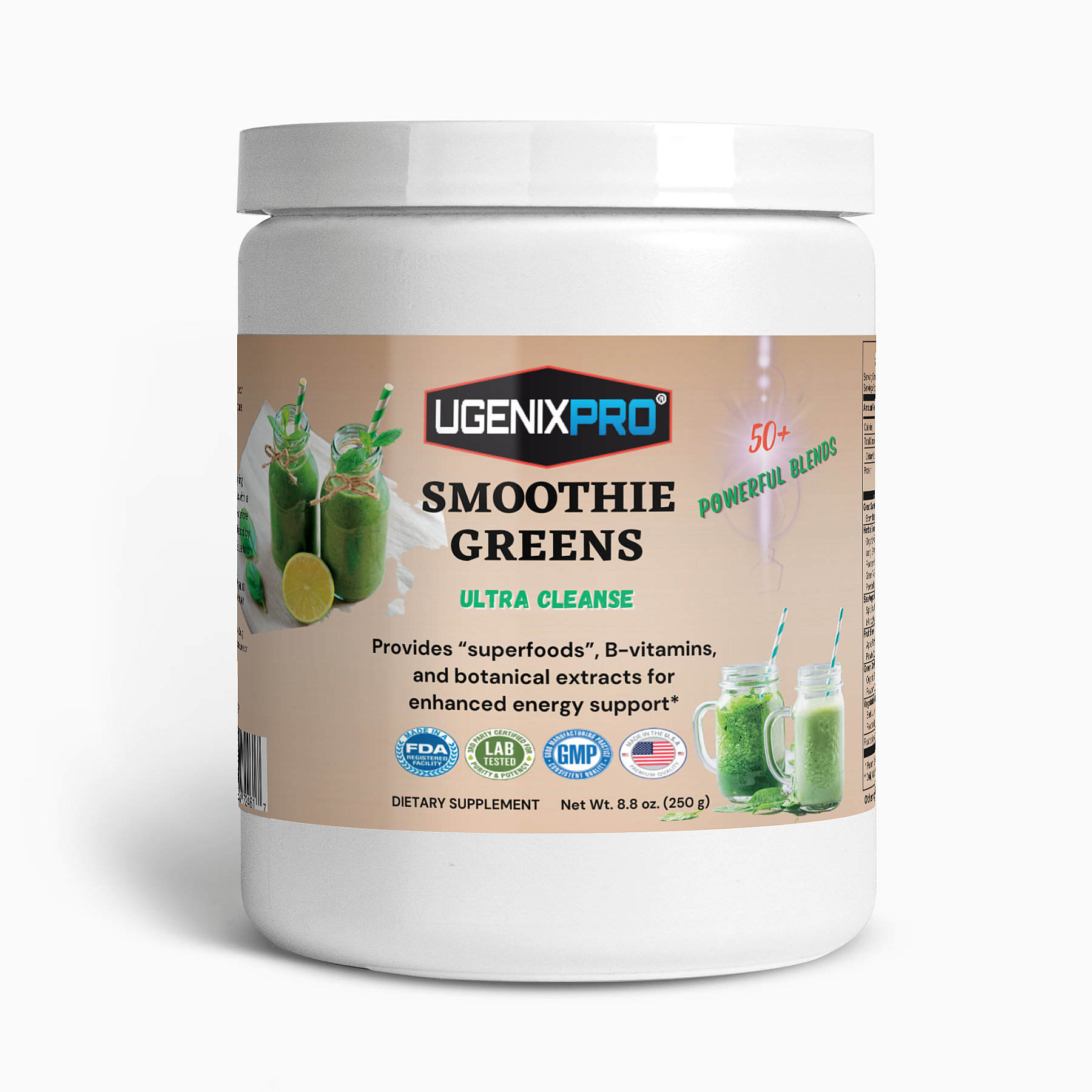 UgenixPRO® Ultra Cleanse Smoothie Greens Superfood 50 Servings | Overall Wellness | Promotes Liver Help | Antioxidant | Improves Energy | 50+ Powerful Ingredients Blend