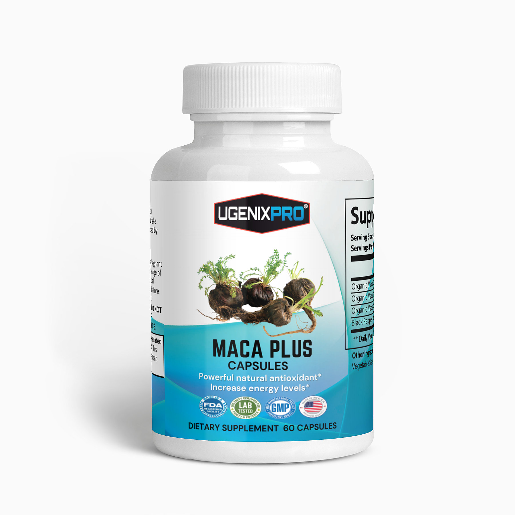 UgenixPRO® Maca Plus 60 Ct. | Energy Booster | Improves Stamina | Balances Hormone Levels | Gluten Free | Vegan